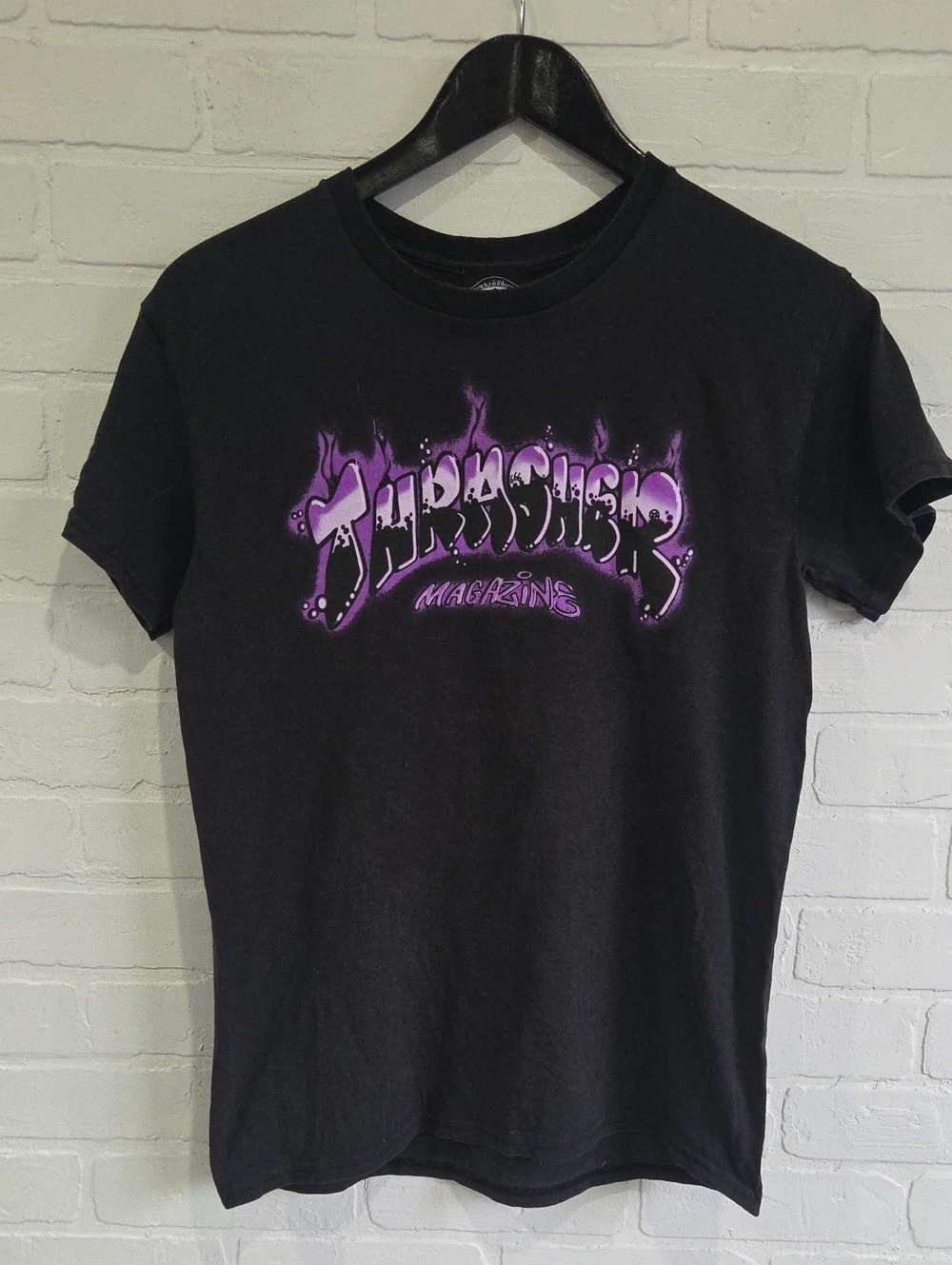 Thrasher Black Tee with Purple Flame Logo